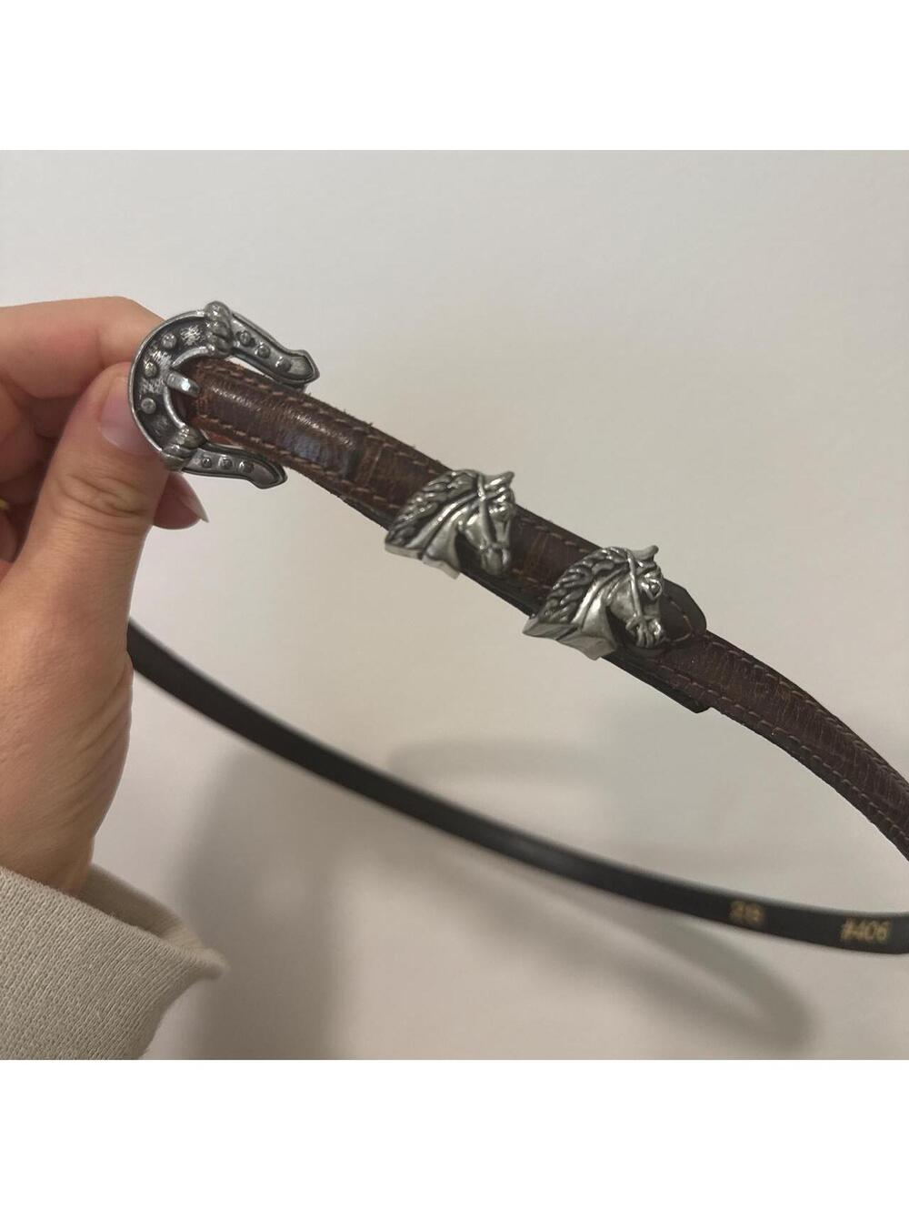 Horseshoe Brown leather belt with horse head buckle #western #cowboy